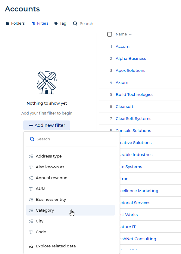 Fig. 7 Select a column for the filter condition
