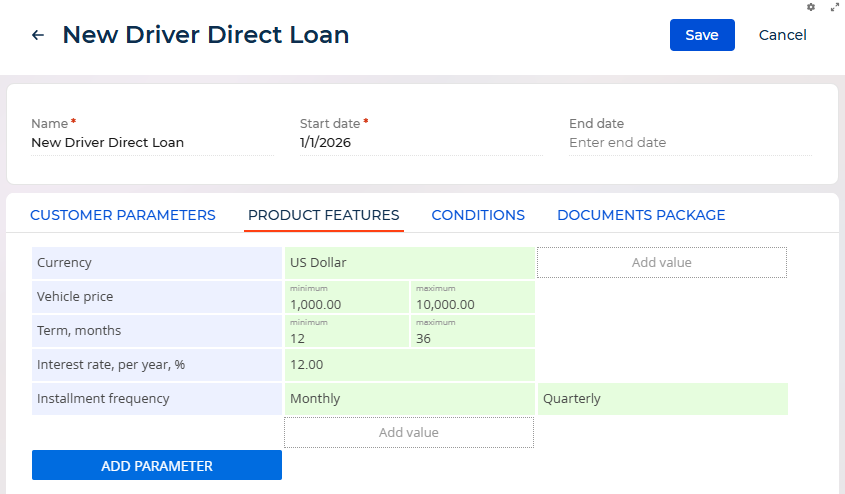Fig. 9 Example of a product feature list