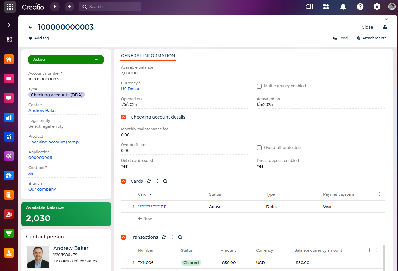Fig. 1 Bank account page