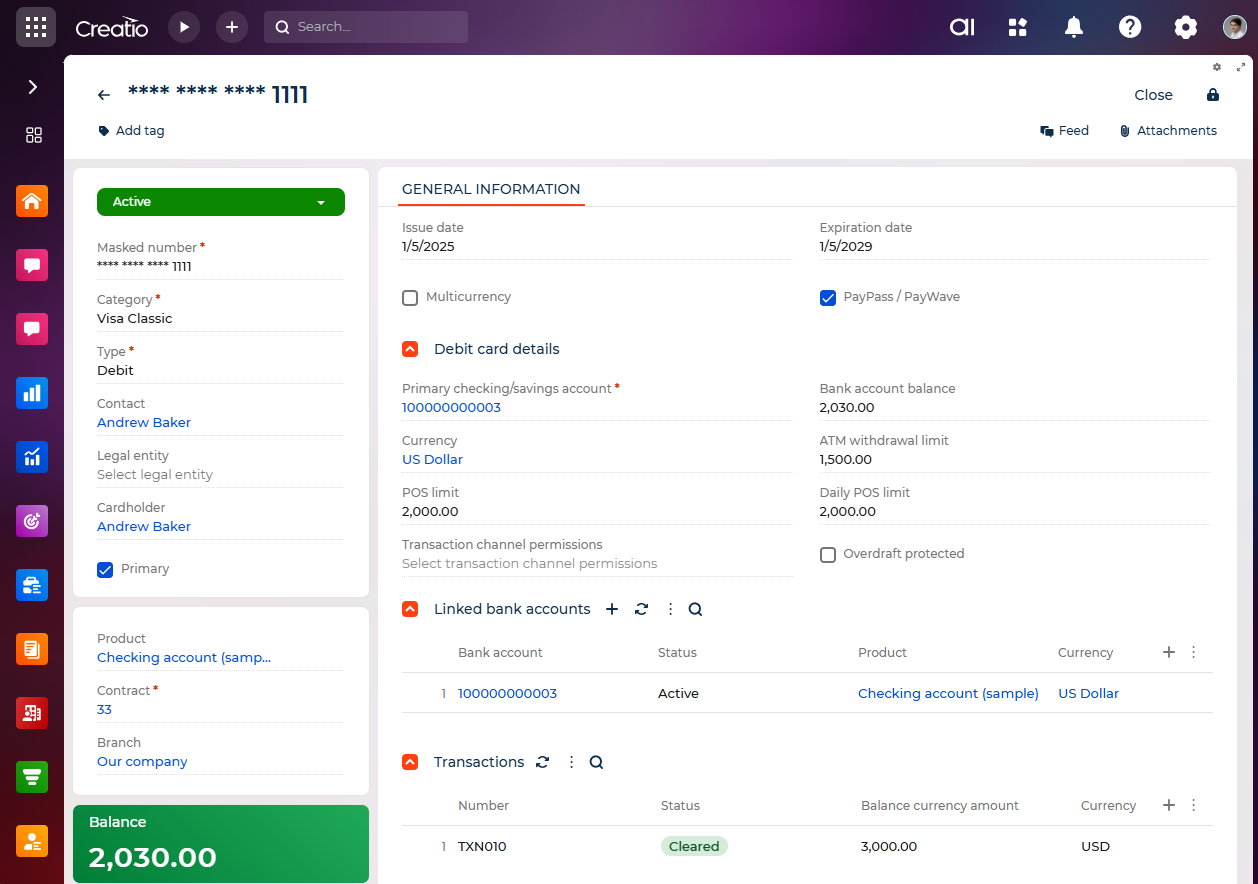 Fig. 1 Debit card page