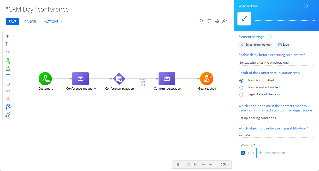 Fig. 15 Transition depending on the user response on the landing page