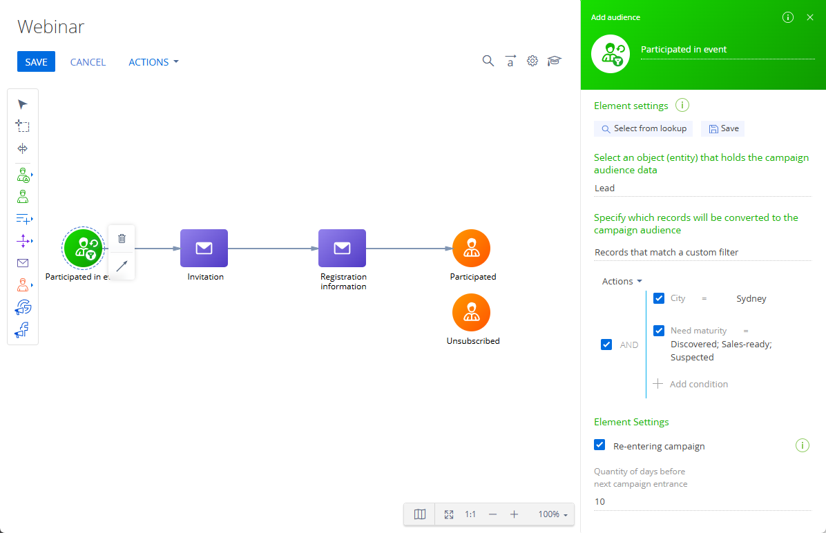 Fig. 3 Set up the Add audience element