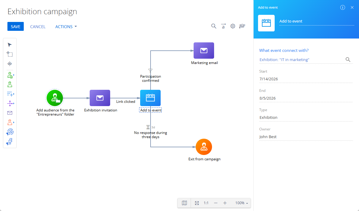 Fig. 16 Set up the Add to event element