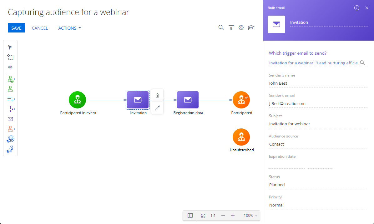 Fig. 1 Set up the Marketing email element