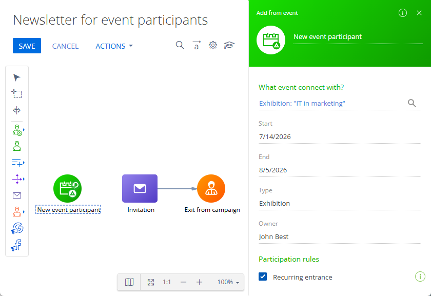 Fig. 9 Set up the Add from event element