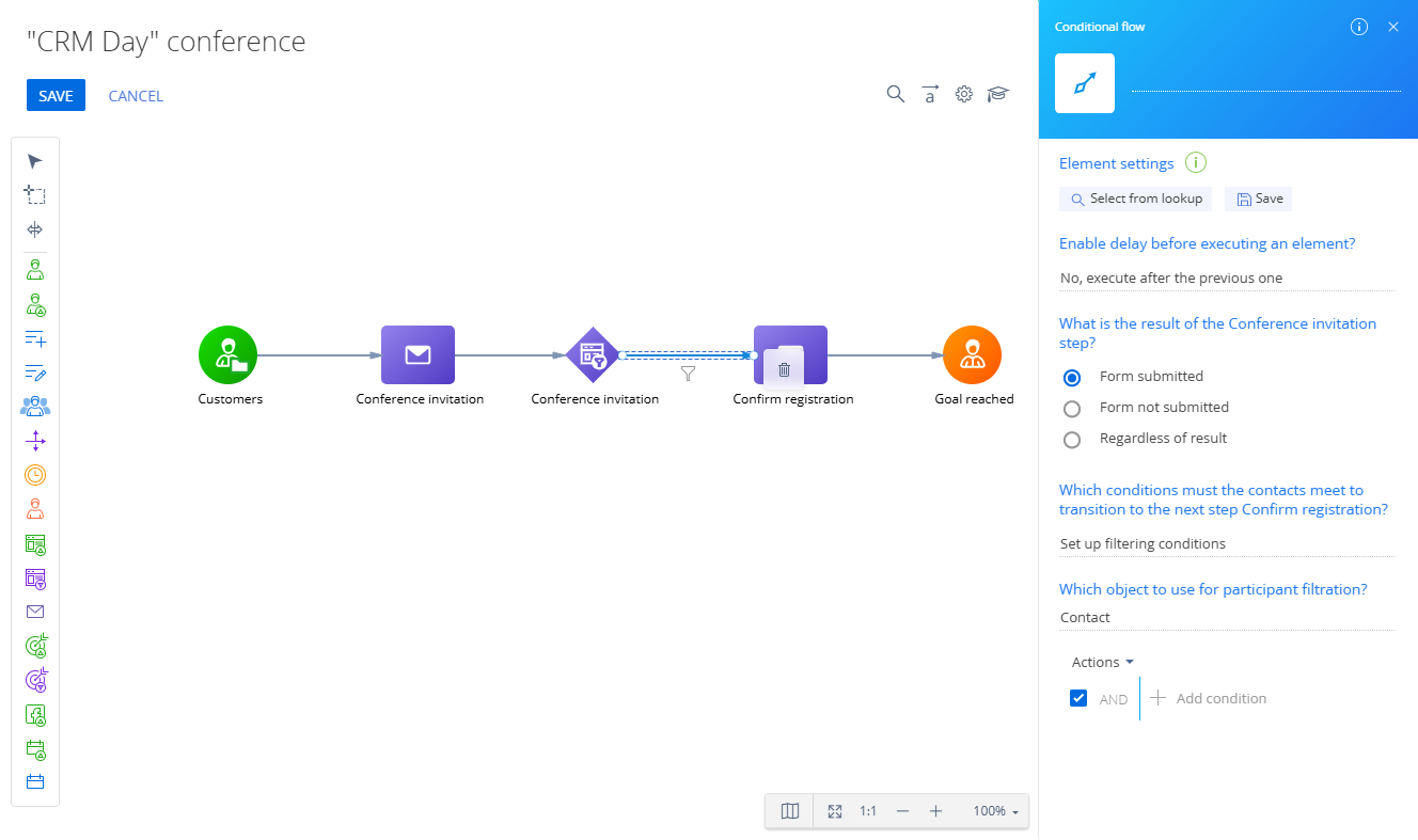 Fig. 15 Transition depending on the user response on the landing page