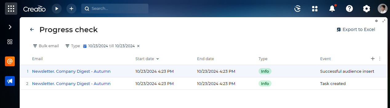Fig. 1 Sending log