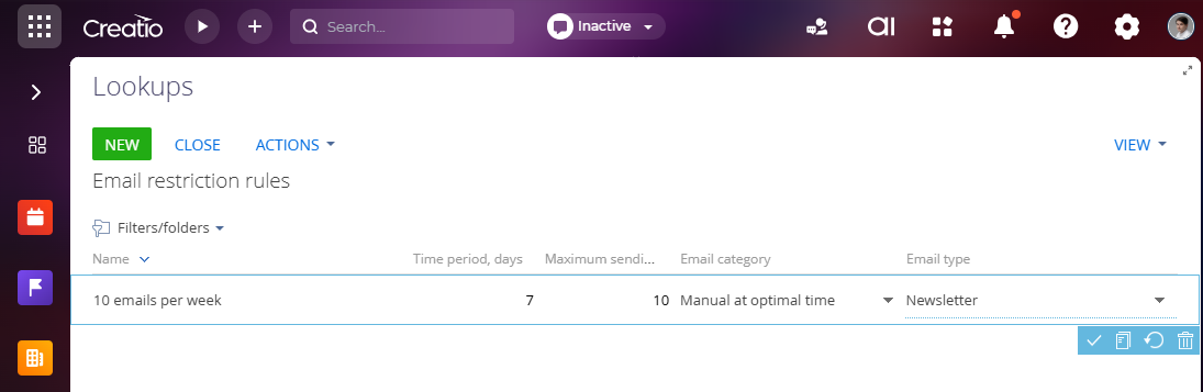 Fig. 1 Configure restriction of the number of emails for sending