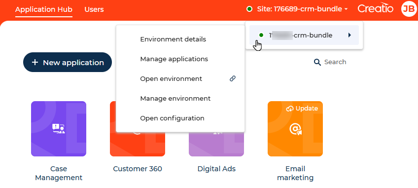 Fig. 6 The environment menu