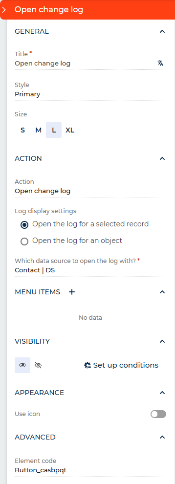 Fig. 9 Button that opens the change log