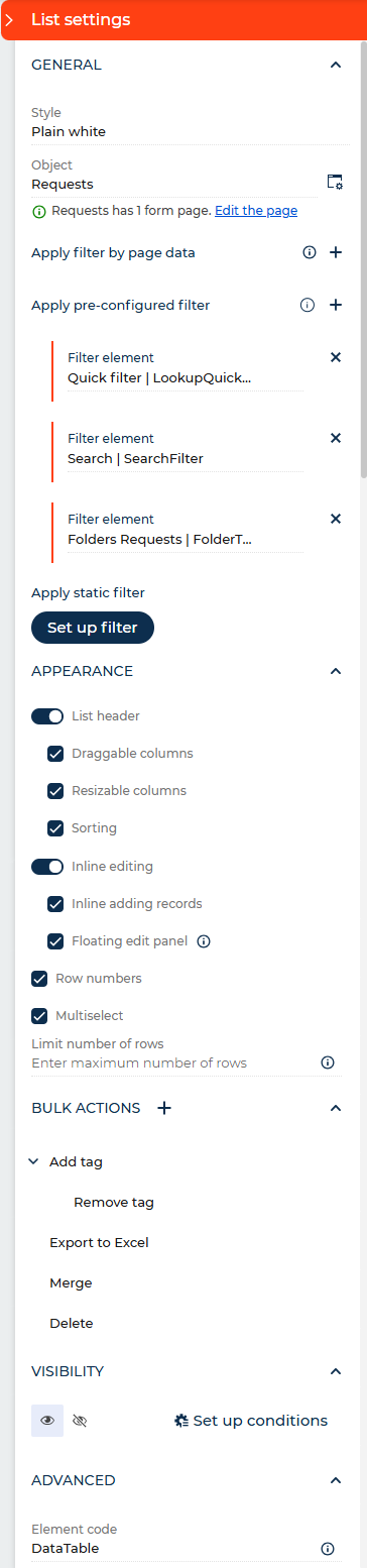 Fig. 1 Set up a List component that displays request records