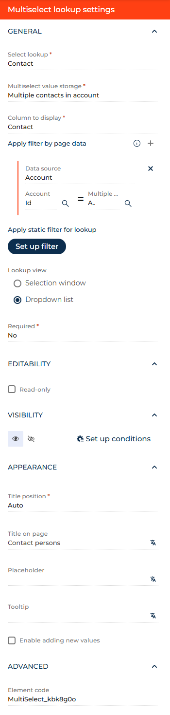 Fig. 1 Set up a Multiselect lookup component