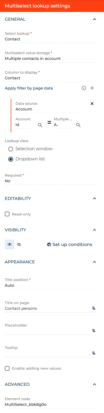 Fig. 1 Set up a Multiselect lookup component