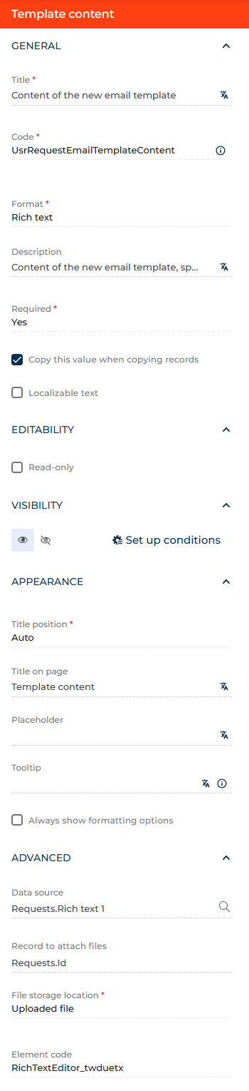 Fig. 1 Set up a Rich text field