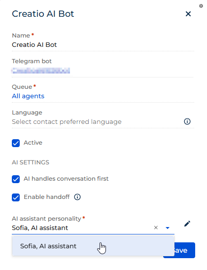 Fig. 2 Select an AI assistant personality