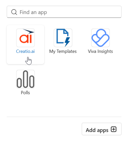 Fig. 3 Creatio.ai add-in in the Apps menu