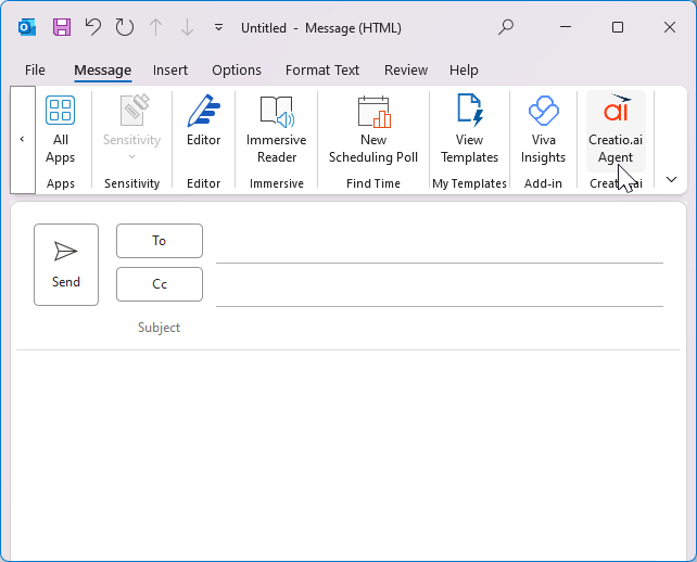 Fig. 8 Creatio.ai add-in in the New email window