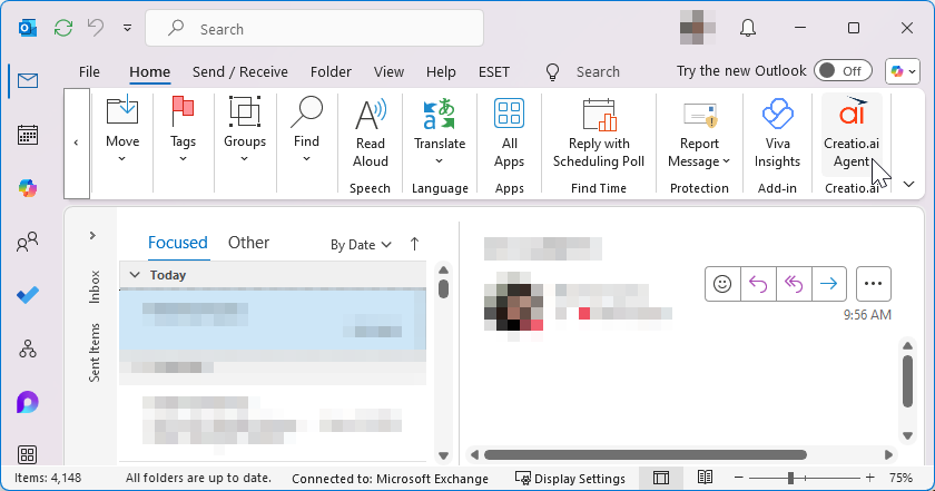 Fig. 7 Creatio.ai add-in on the Home tab