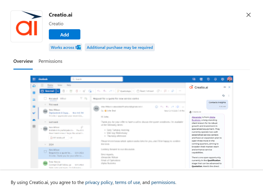 Fig. 2 Creatio.ai add-in window