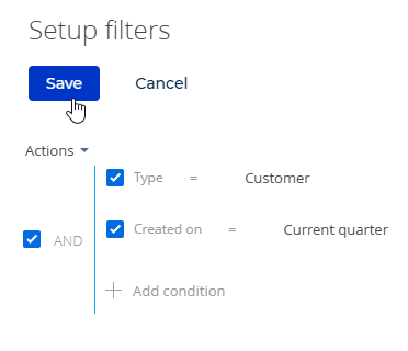 Fig. 5 Folder filter setup area