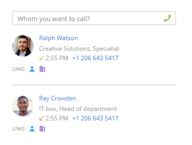 Fig. 16 The calls history for one number associated with several users