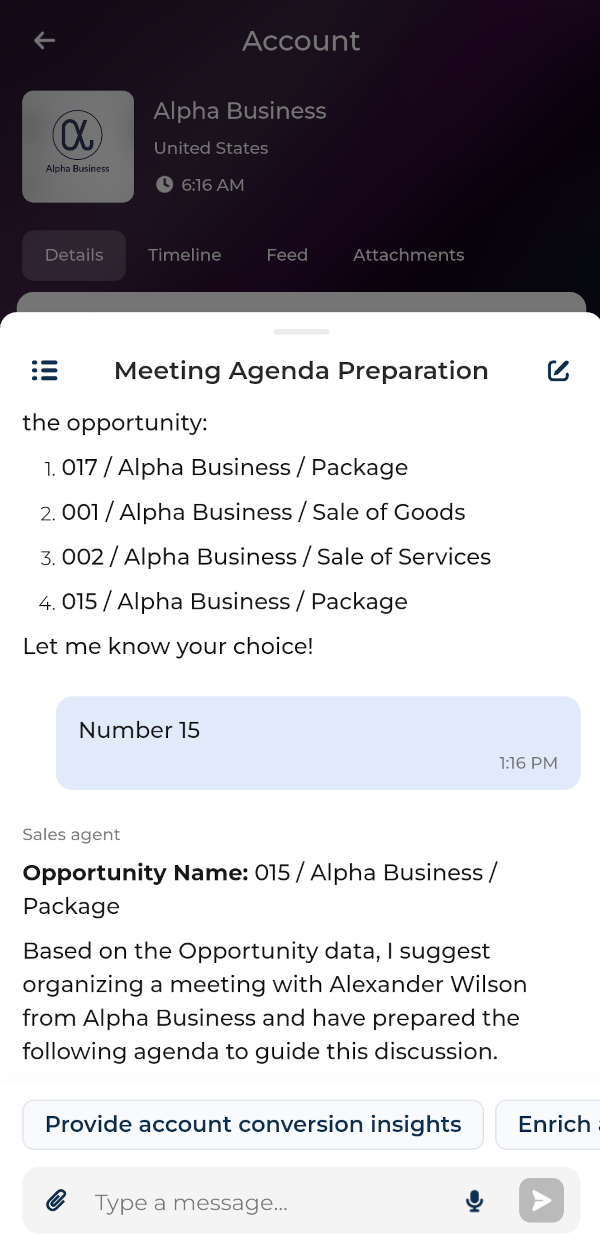 Fig. 1 Creatio.ai experience in Mobile Creatio