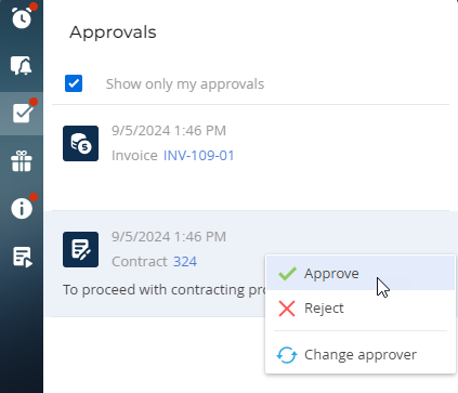 Fig. 2 Approvals in the notification panel