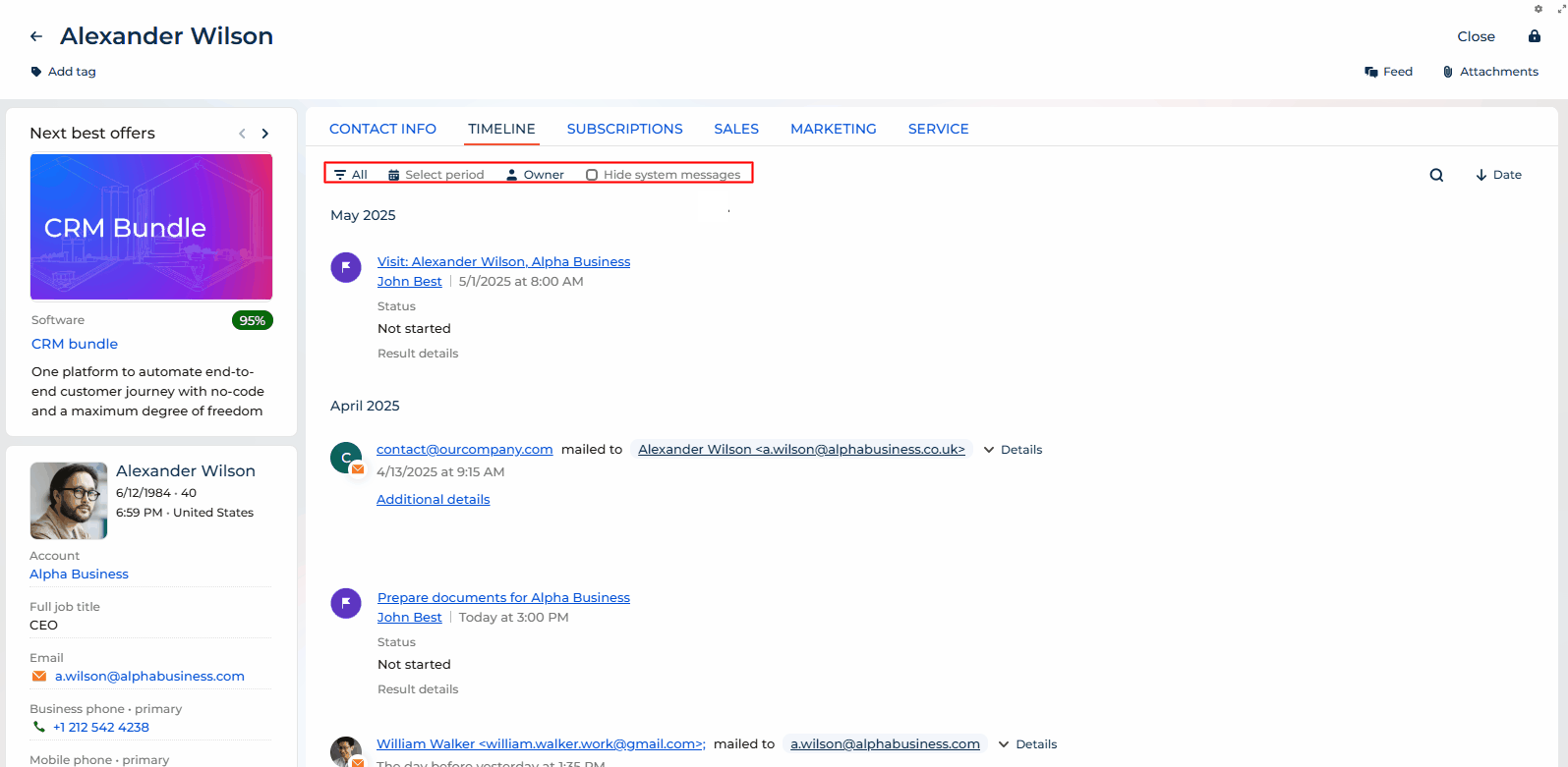Fig. 2 Timeline filtering options
