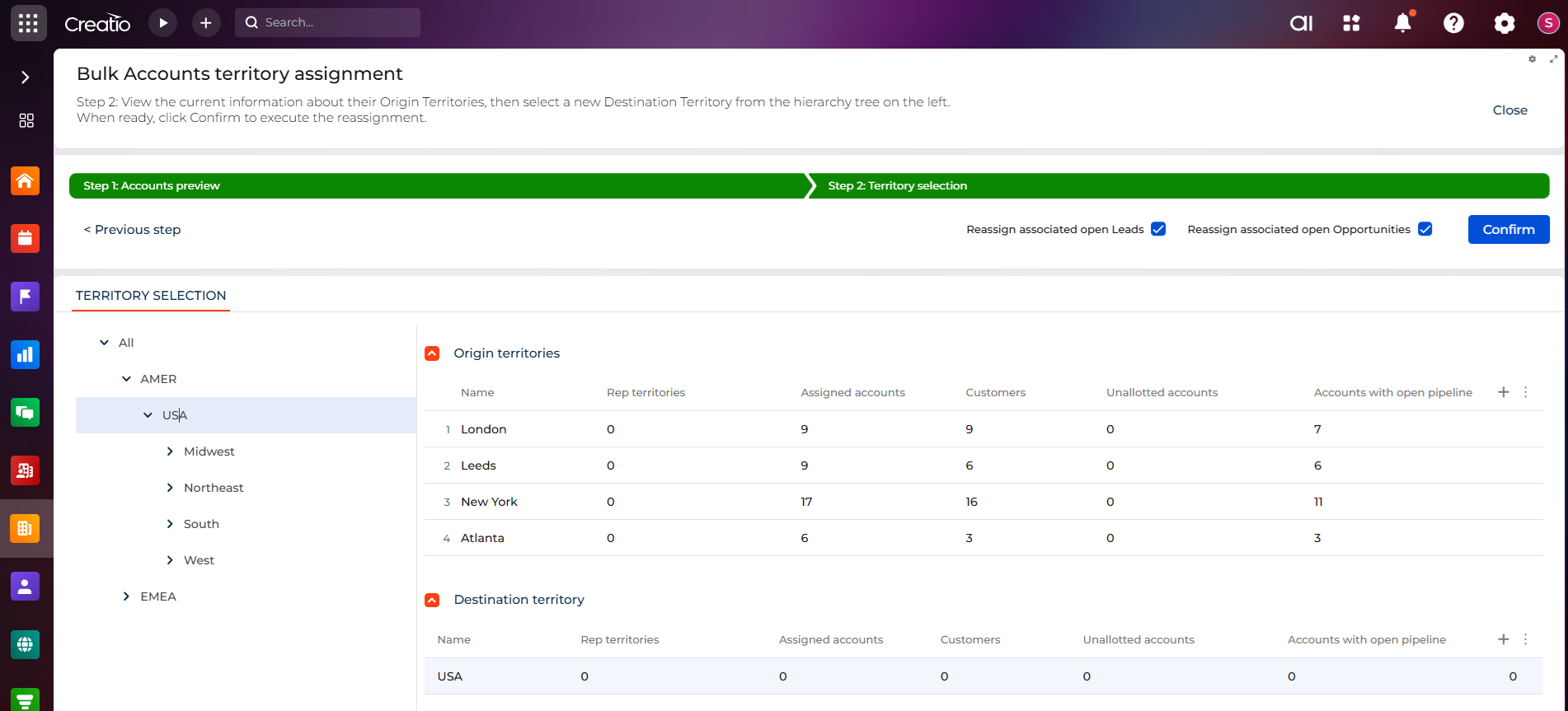 Fig. 7 Bulk territory reassignment confirmation step 2