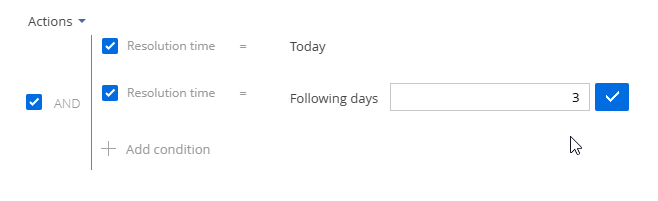 Fig. 2 Set up the Resolution time = Following 3 days filter condition
