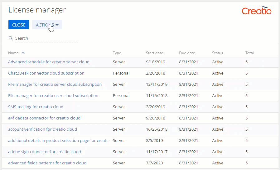 Fig. 10 Deleting licenses