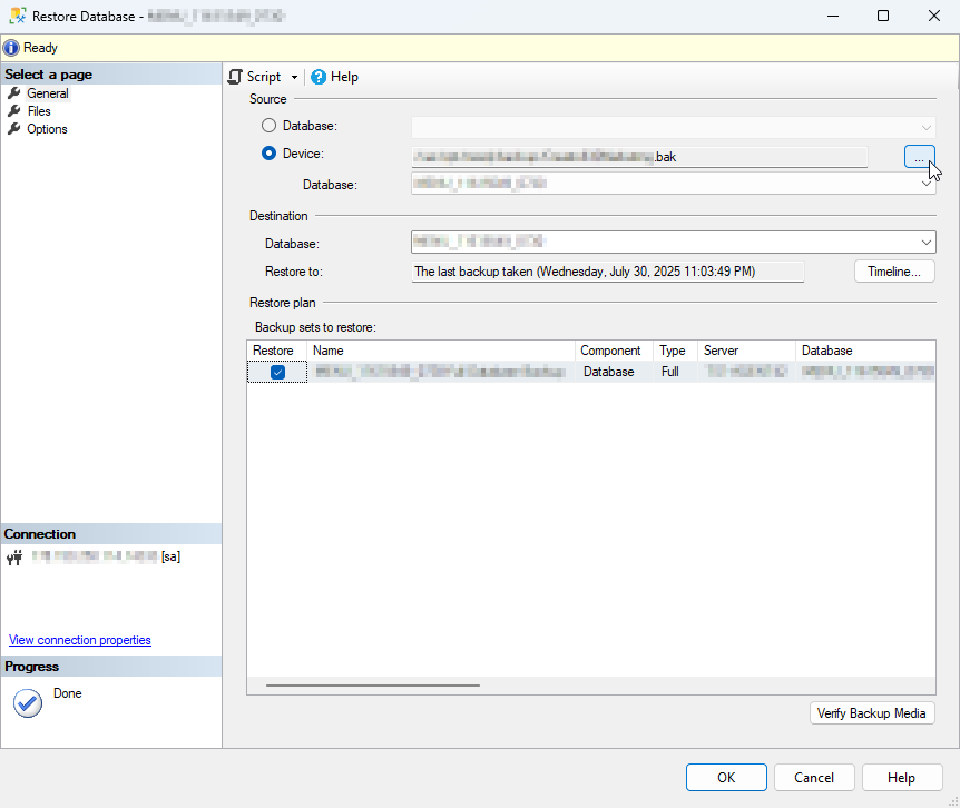 Fig. 2 Select database backup