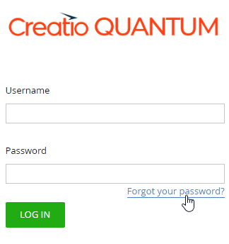 Fig. 1 Password recovery link in Creatio login page