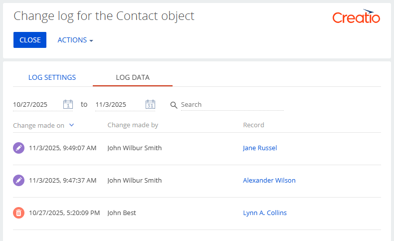 Fig. 3 View the change log