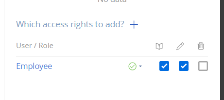Screenshot of Access rights on the record thru BPM