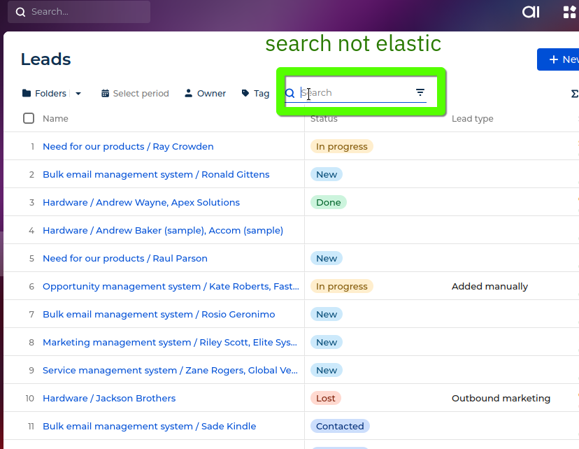 search field element not elastic