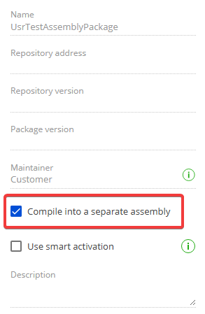 Compile into a separate assembly checkbox
