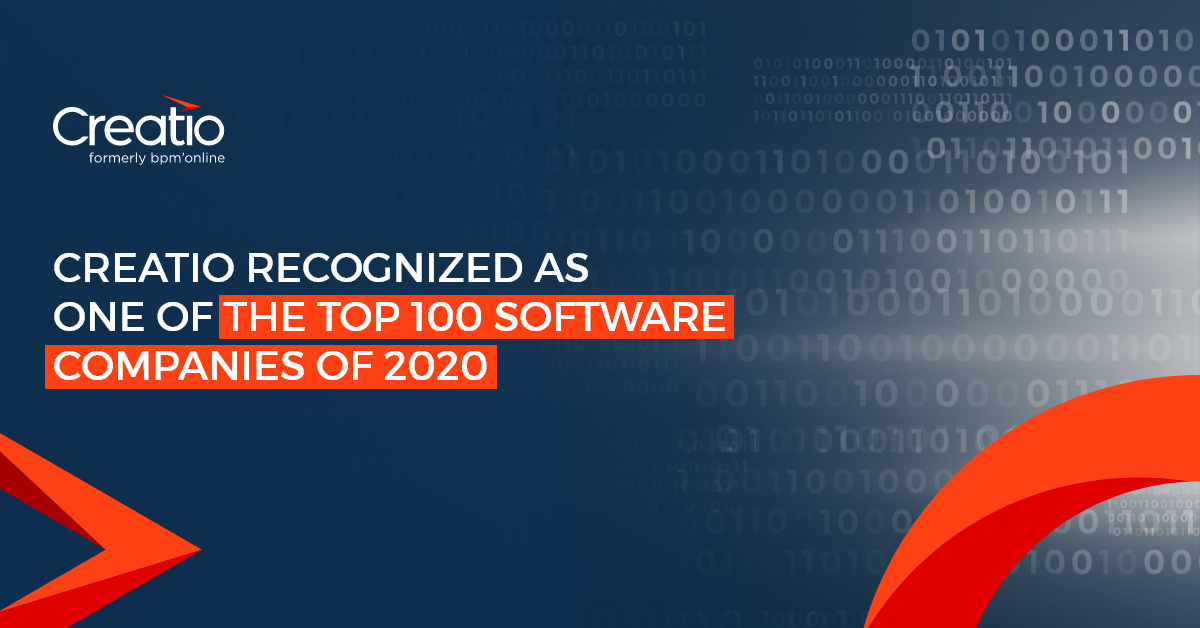 Creatio Software Creatio is Recognized among the Top 100 Software Companies of 2020 ...