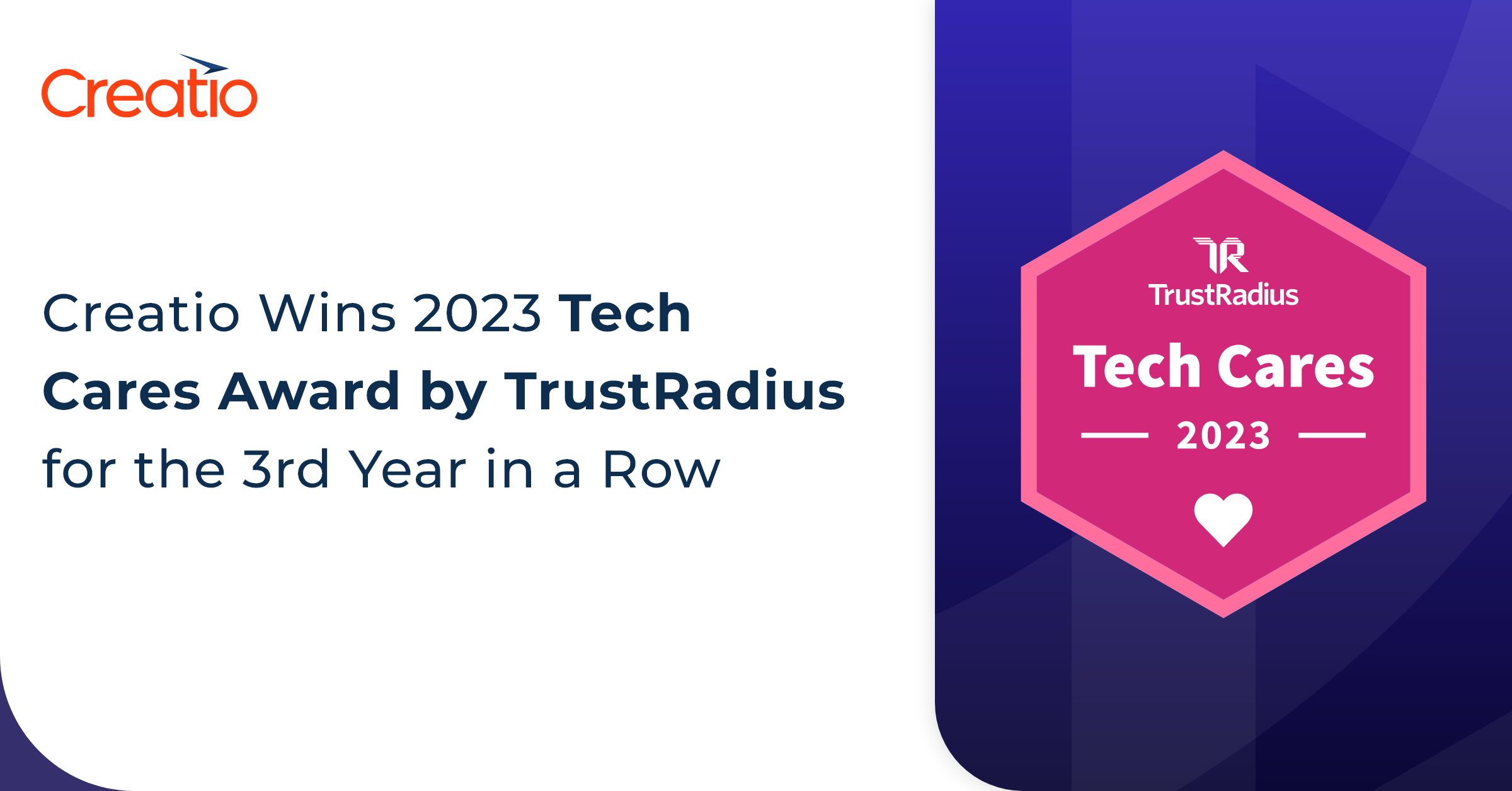 Creatio Wins 2023 Tech Cares Award by TrustRadius for the 3rd Year in a ...