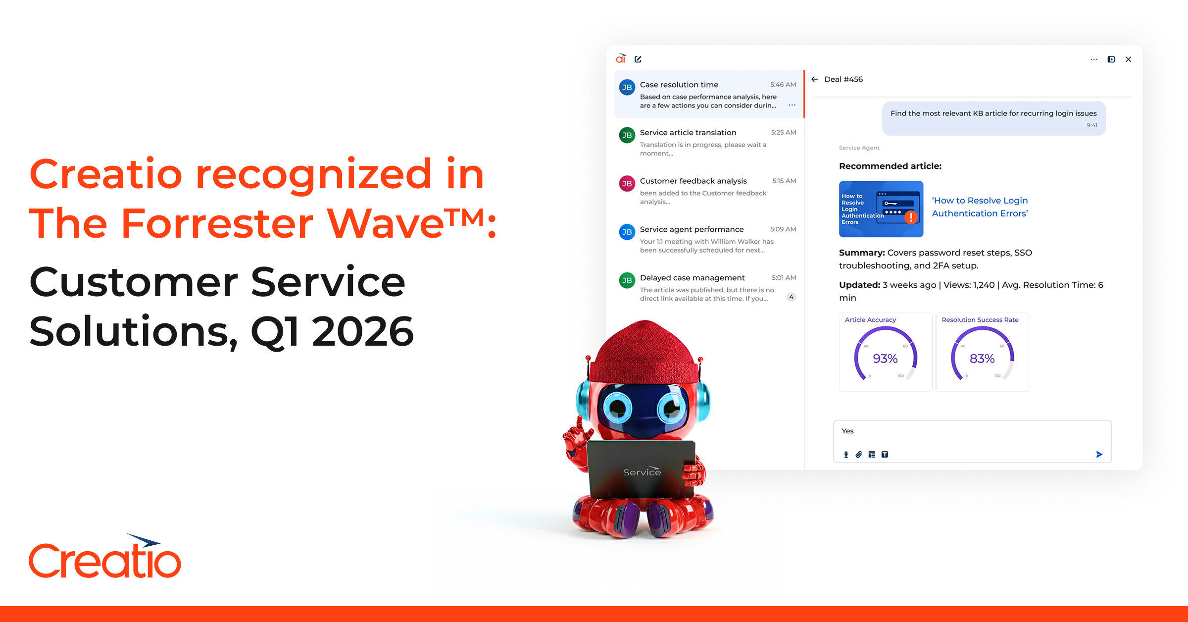 Creatio Recognized in Customer Service Solutions, Q1 2026 Report by ...