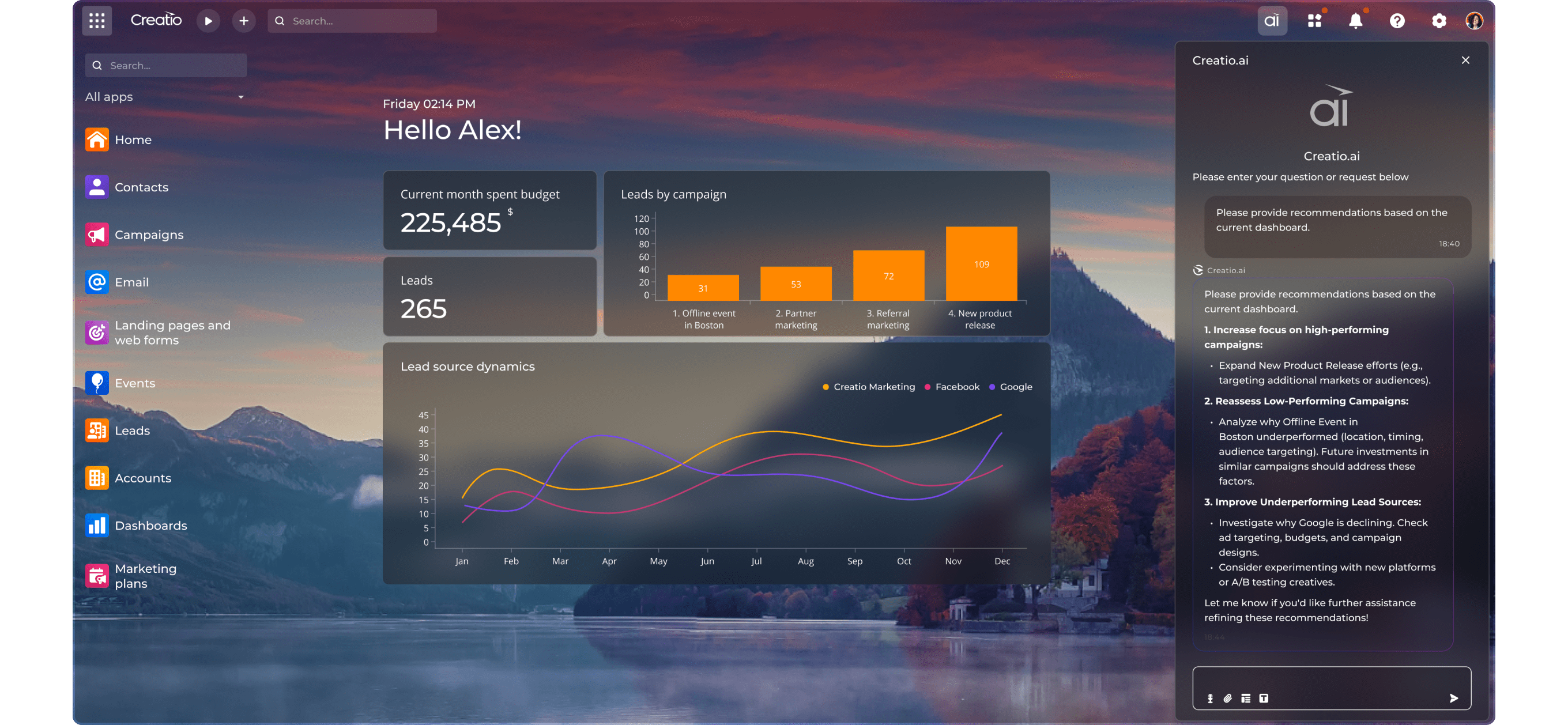 Creatio Marketing AI Agents in CRM