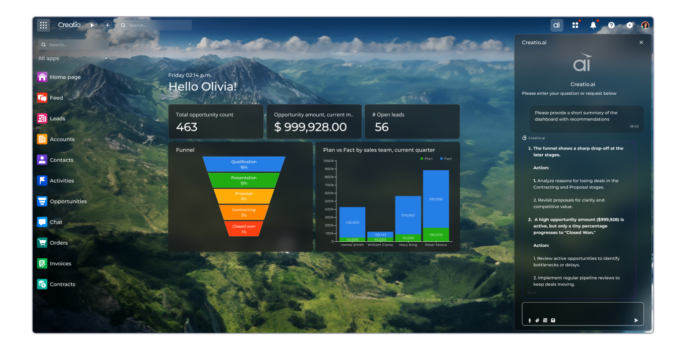 Creatio Sales AI Agents in CRM