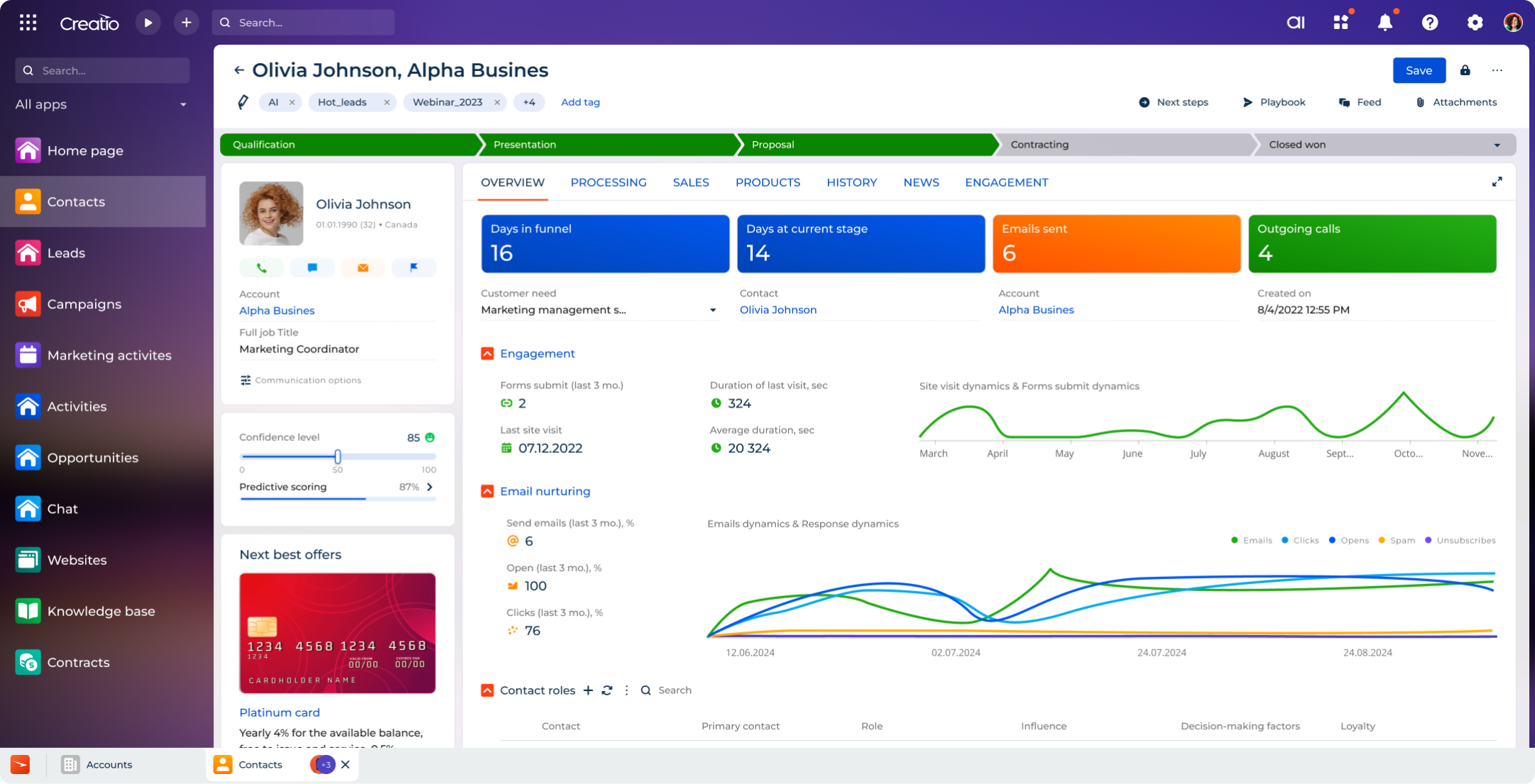 360 customer view Creatio