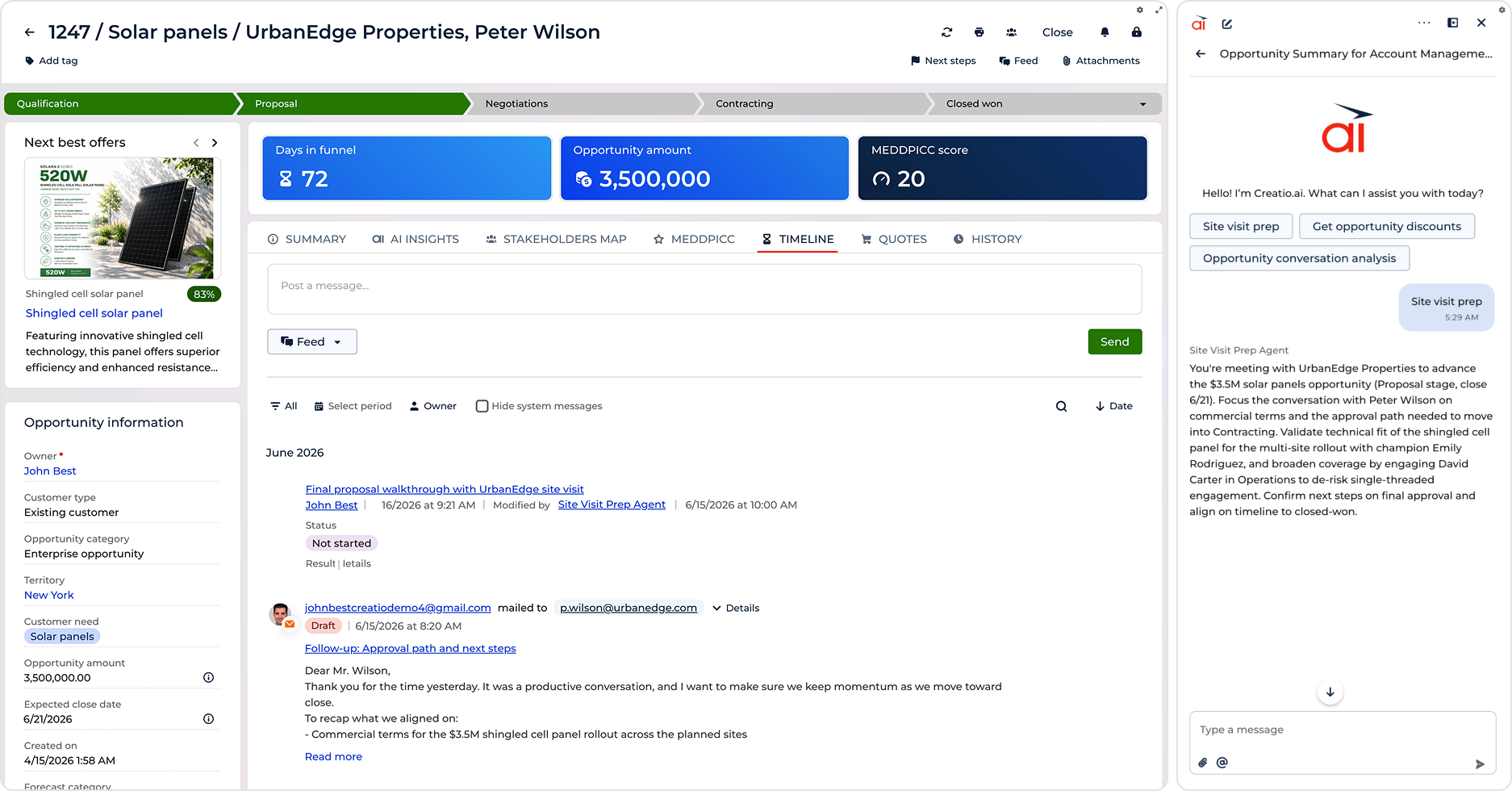 Creatio AI agents for Manufacturing