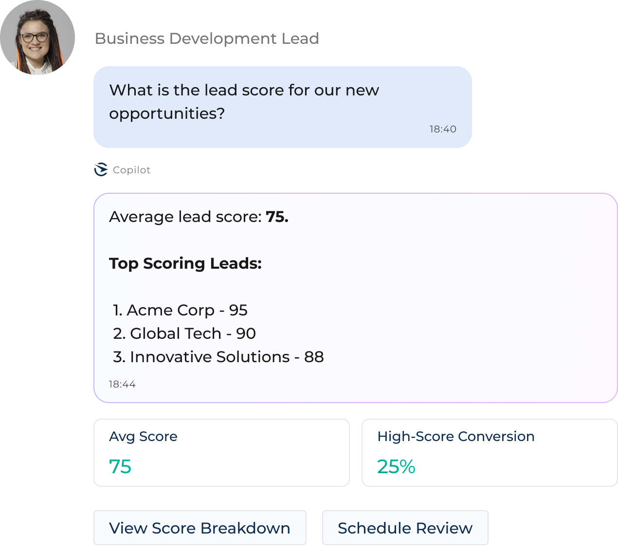 Creatio.ai lead scoring