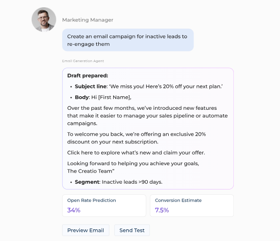 Email marketing AI Creatio