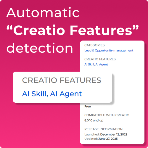 Automatic “Creatio Features” detection
