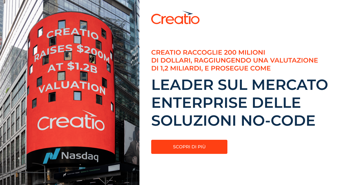 Creatio raccoglie 200 milioni di dollari, raggiungendo una valutazione ...