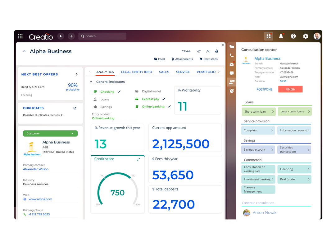 Banking CRM Workflow Automation Software With No Code Creatio