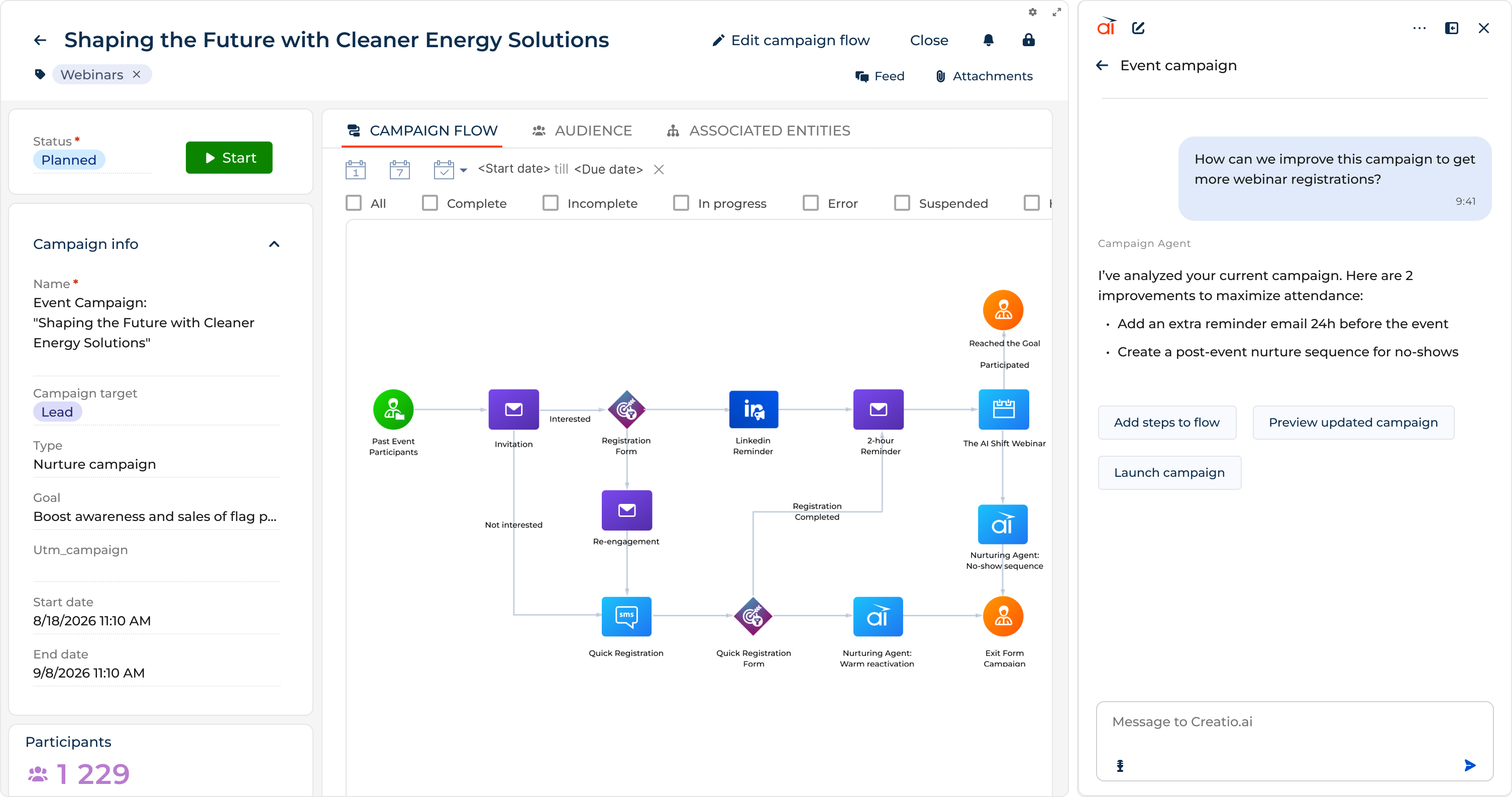 Creatio Marketing CRM Tool